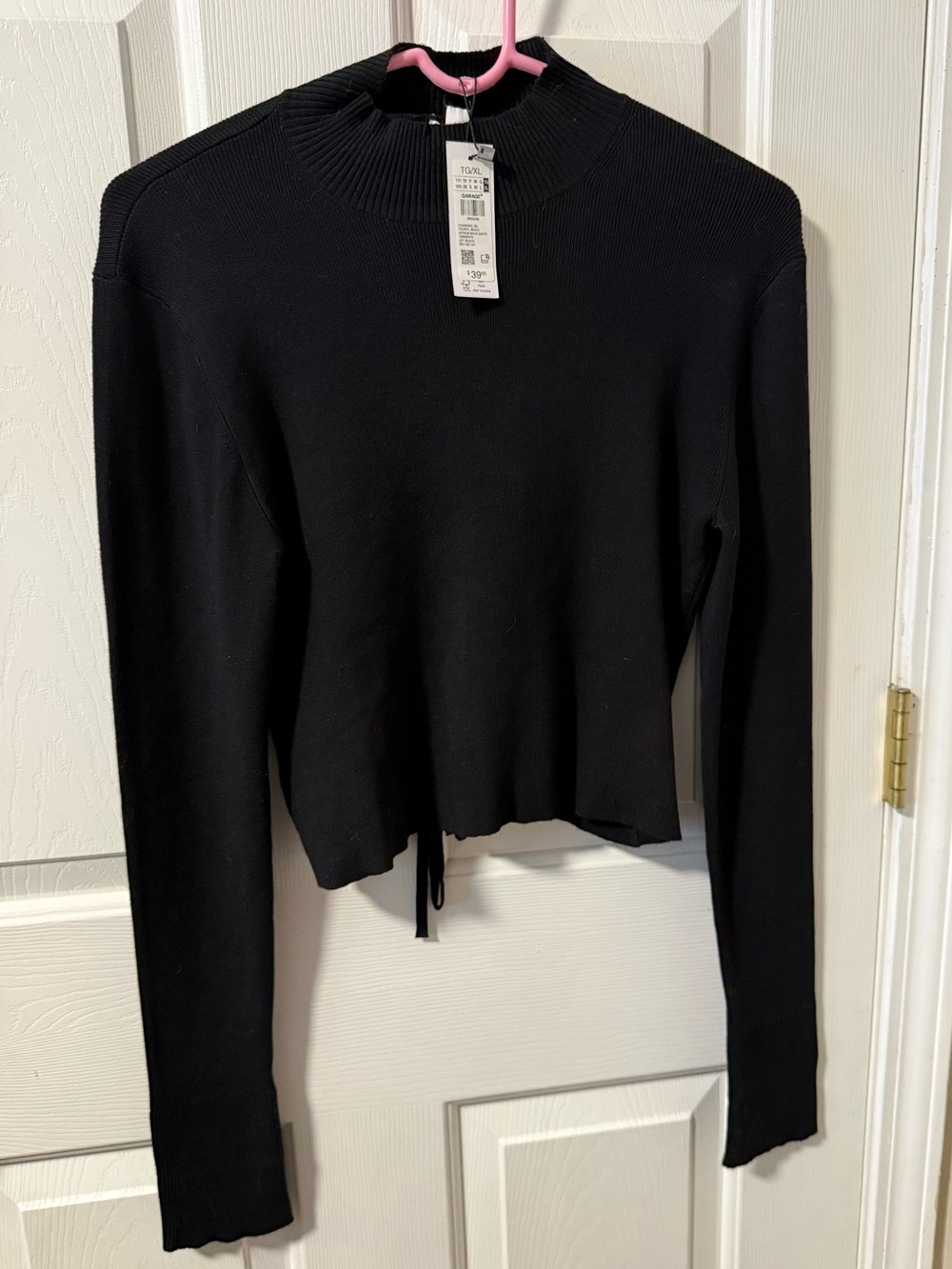 Garage Black Ribbed Mock Neck Long Sleeve Crop Top Sweater Grunge Date Night